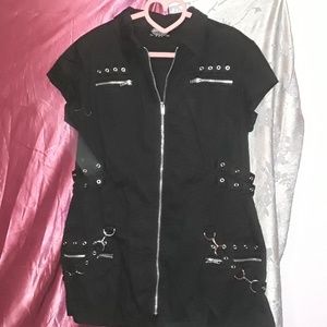 "Hearts & Roses"Black Corset  Dress Goth Punk sz14